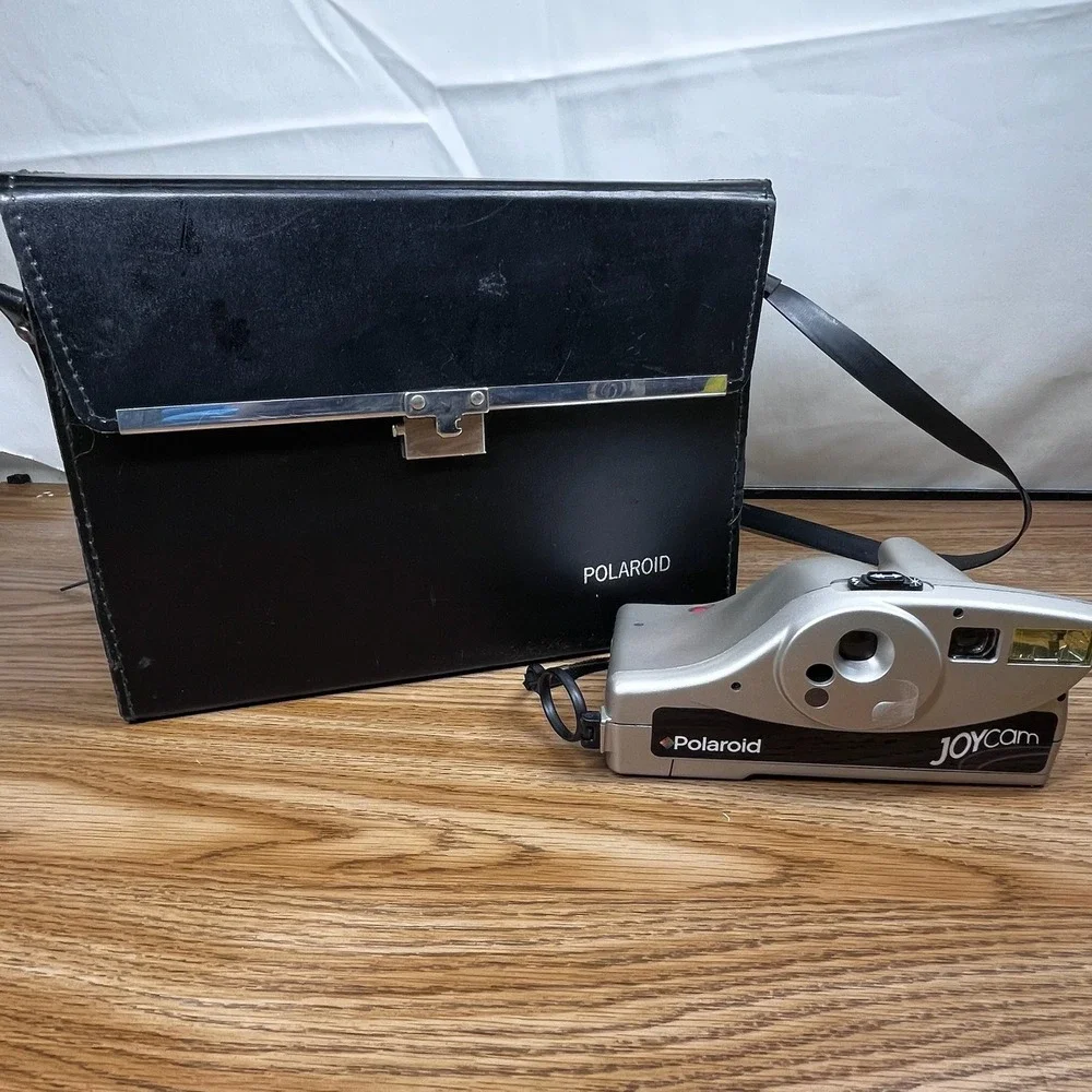 Polaroid JoyCam Silver Instant Film Camera with Black Vintage Carrying Case OS